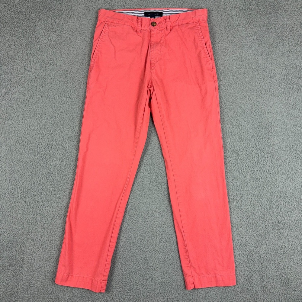 Tommy Hilfiger Pants Mens 30x30 Coral Chino Straight Leg Cotton Twill Trousers